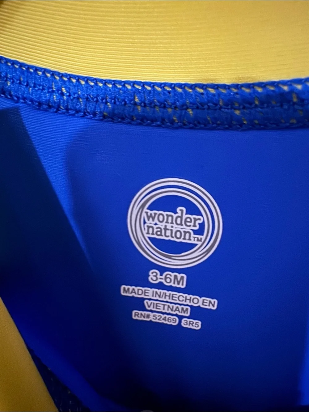Wonder Nation Boys' Blue Colorblock Zip-Front Rash Guard Swimsuit UPF 50+